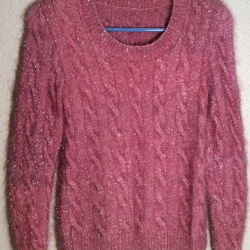 Brand New Dusted Rose Handmade Knitted Cable Warm Soft Sweater - size M